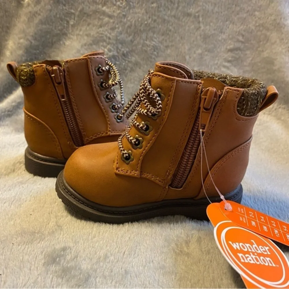 Wonder Nation Shoes Girls‎ Size 4 Boots Side Zip Brown New With Tags